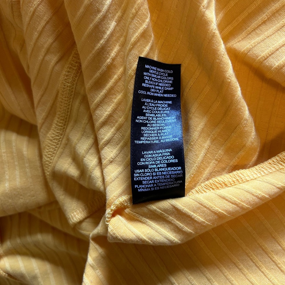 Avon Yellow Ribbed Wrap Handkerchief Hem Midi Dress Plus Size 1X/1T 18W-20W - Picture 5 of 5